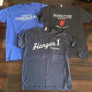 Bundle of 3 Graphic Tees Pendleton Whiskey Corralejo Tequila Hangar 1 Vodka